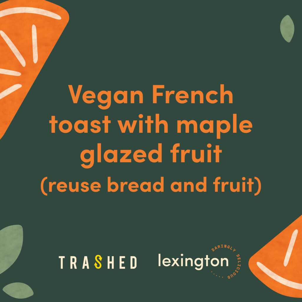vegan french toast with maple glazed fruit 