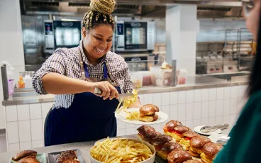 Server smiling brightly 