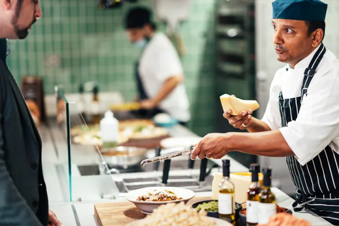 chef serving food